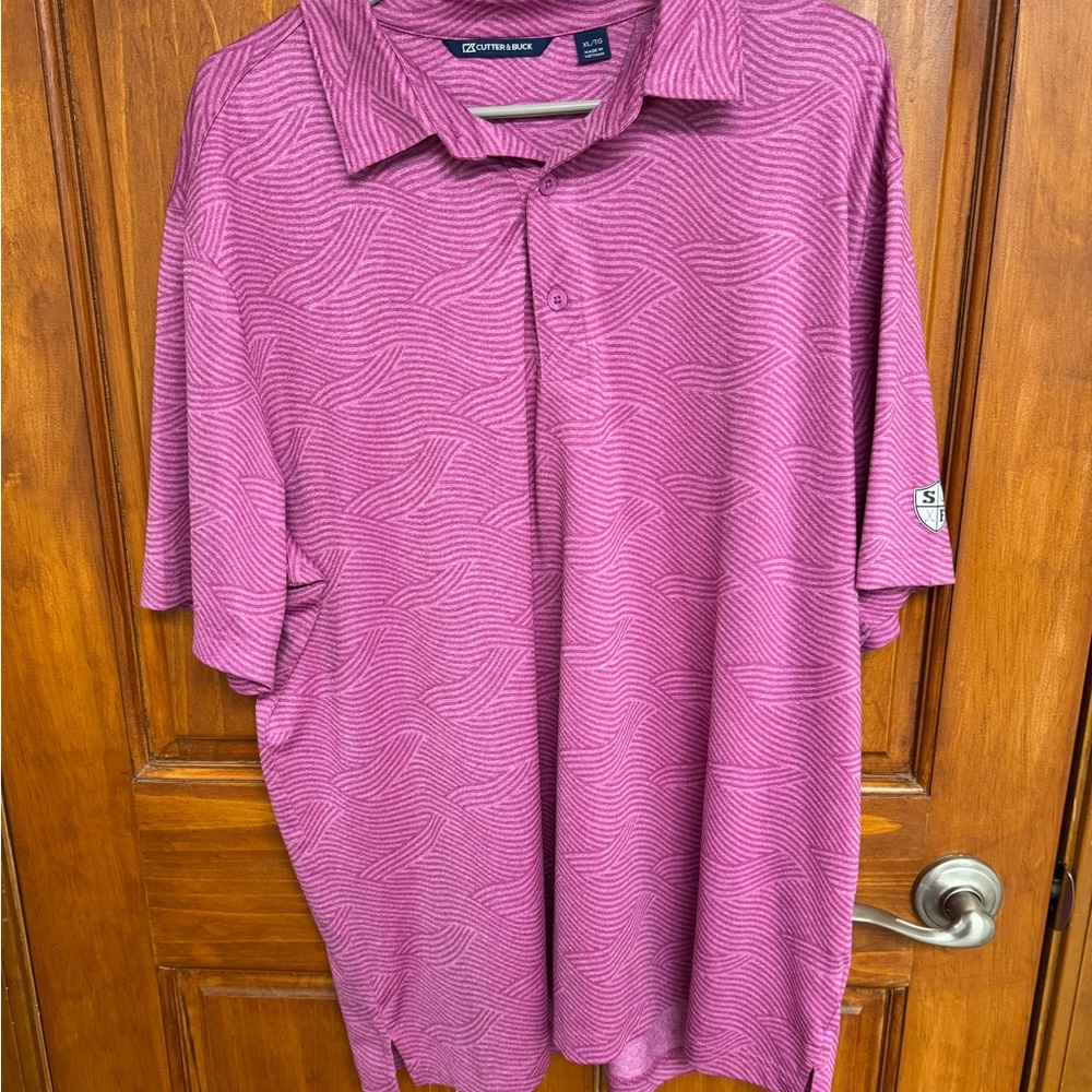 Cutter & Buck Men's Textured Polo in Pink